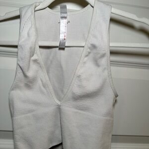 Urban Outfitters White Ribbed V-Neck Tank Top
